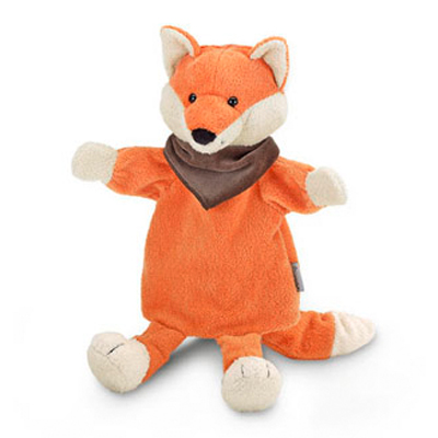 Sterntaler baby hand puppet fox, orange fur with a cream-coloured muzzle and a brown bandana