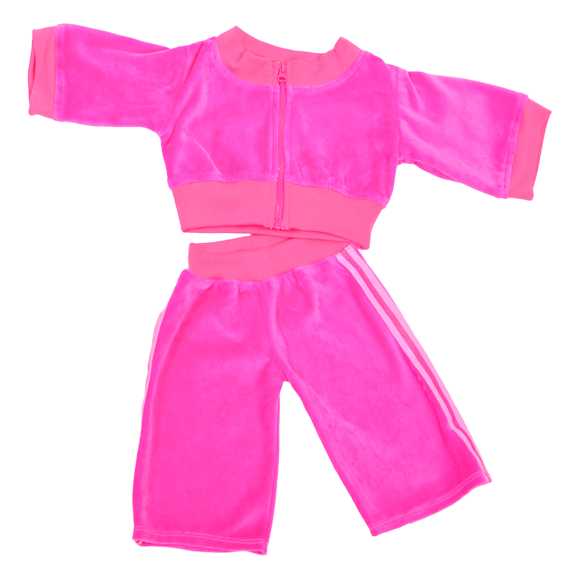 Living Puppets tracksuit for 65 cm hand puppets, pink two-piece set with a zip-up jacket and striped trousers