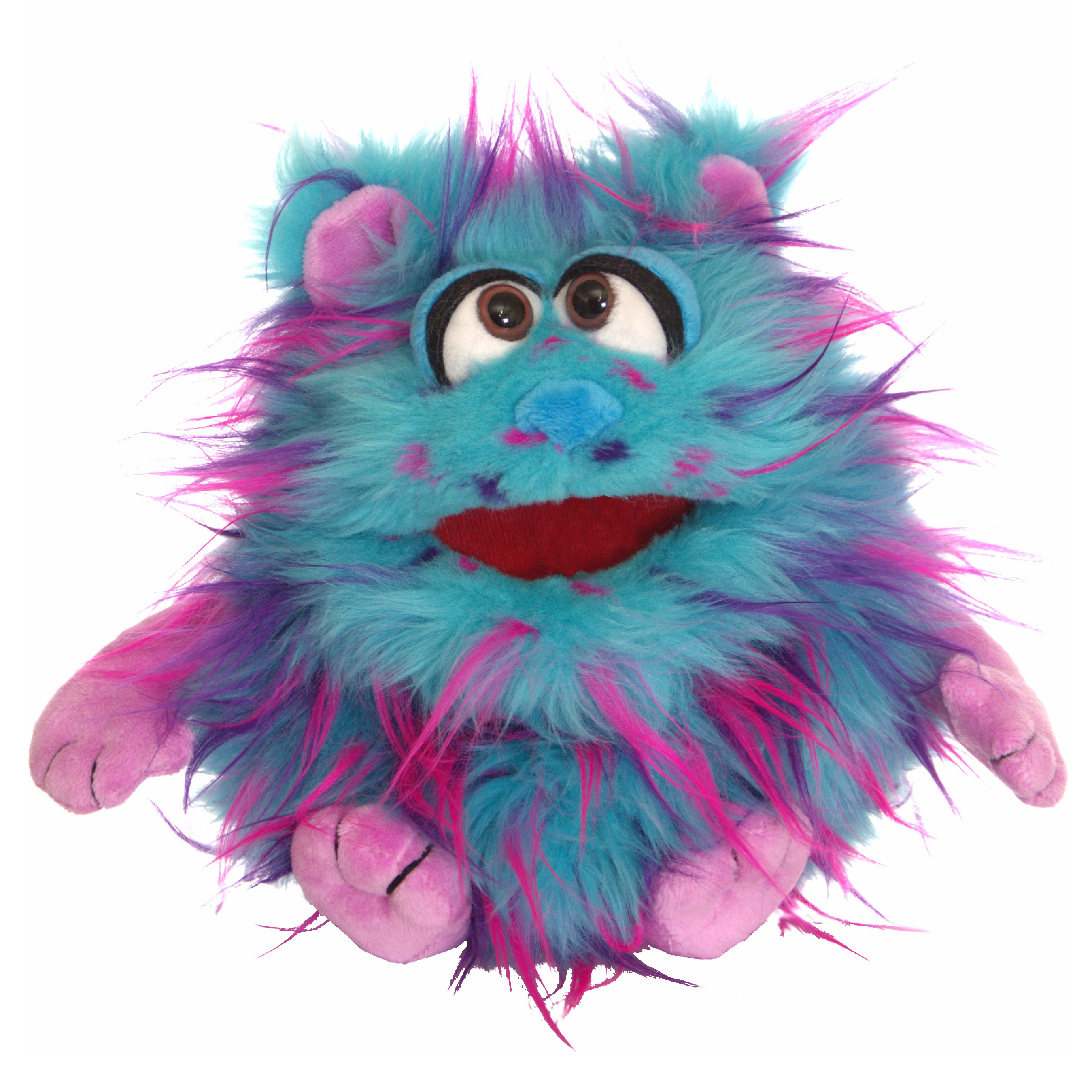 Living Puppets Handpuppe Hupe aus der Serie Monster to go: türkises Zottelfell mit pinken Strähnen