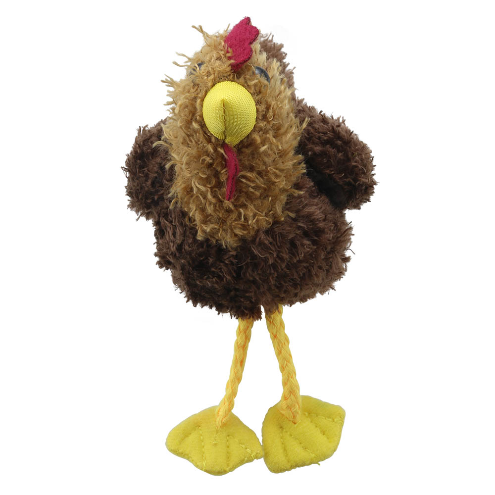 The Puppet Company Fingerpuppe Huhn, braun-beige zottelige Fingerpuppe, Seitenansicht