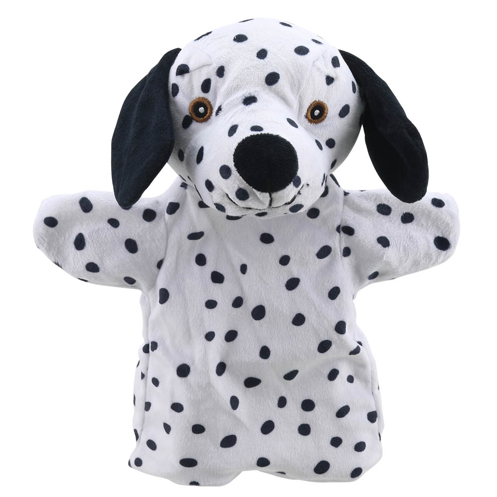 The Puppet Company Handpuppe Dalmatiner, weißer Hund mit schwarzen Punkten, Frontansicht