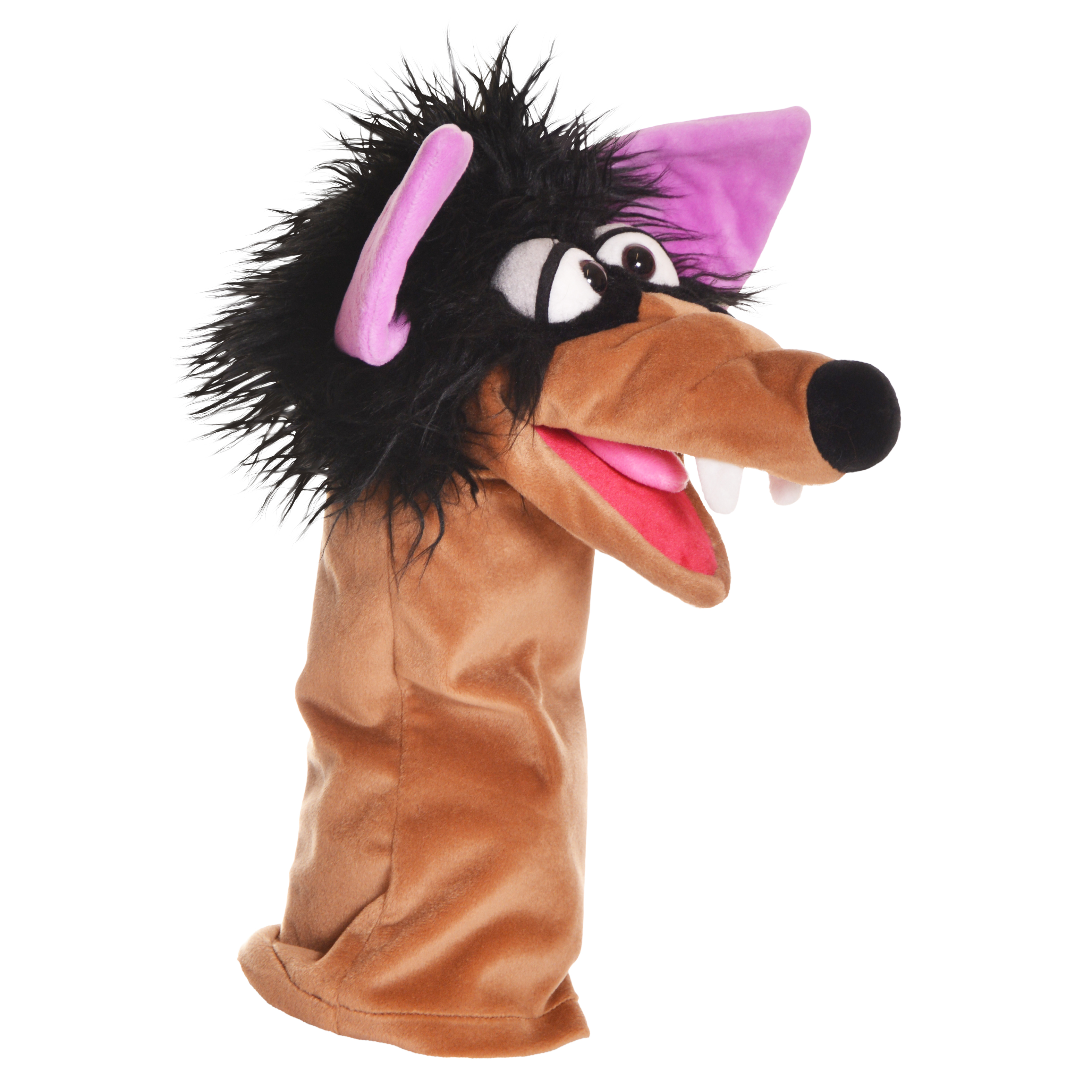 Living Puppets Handpuppe Dieter Wolf in der Seitenansicht mit langer Schnauze und Fangzähnen