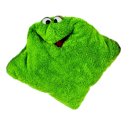 Living Puppets kissing pillow green