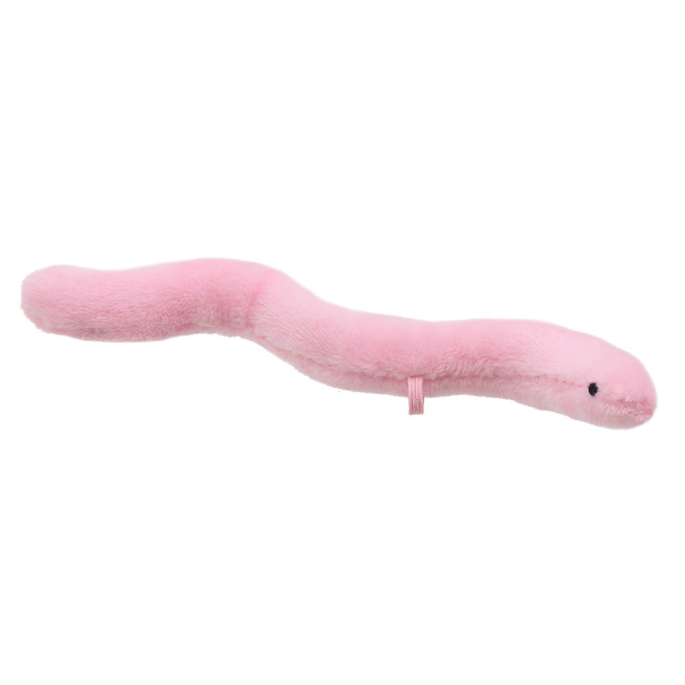 The Puppet Company Fingerpuppe Wurm, rosafarbener länglicher Wurm mit kleinen schwarzen Augen