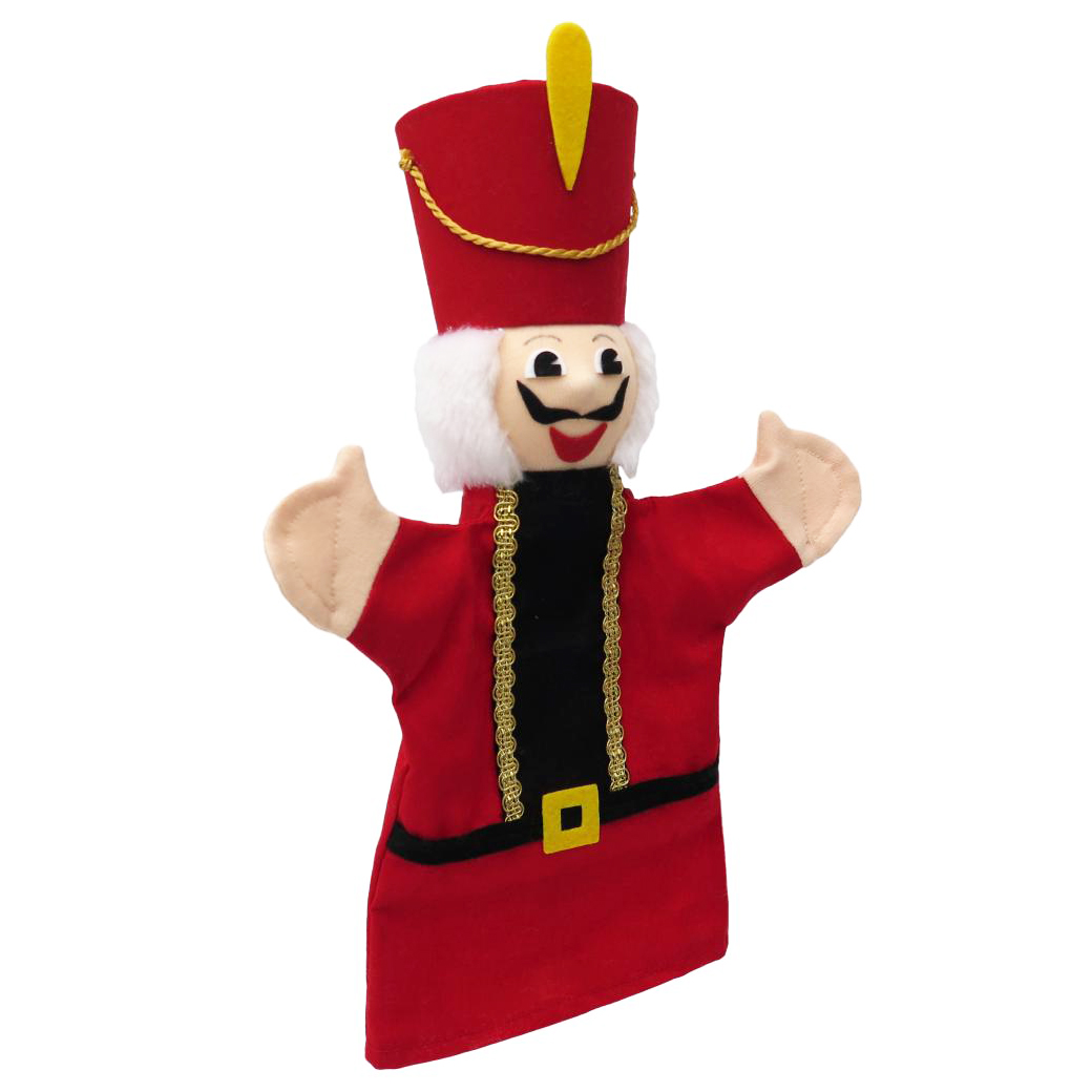 Punch and Judy puppet nutcracker by munabo in red uniform with tall hat, white hair and moustache