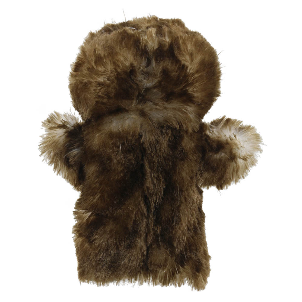 The Puppet Company Baby-Handpuppe Eule, Rückansicht mit braun-beige gemustertem Gefieder