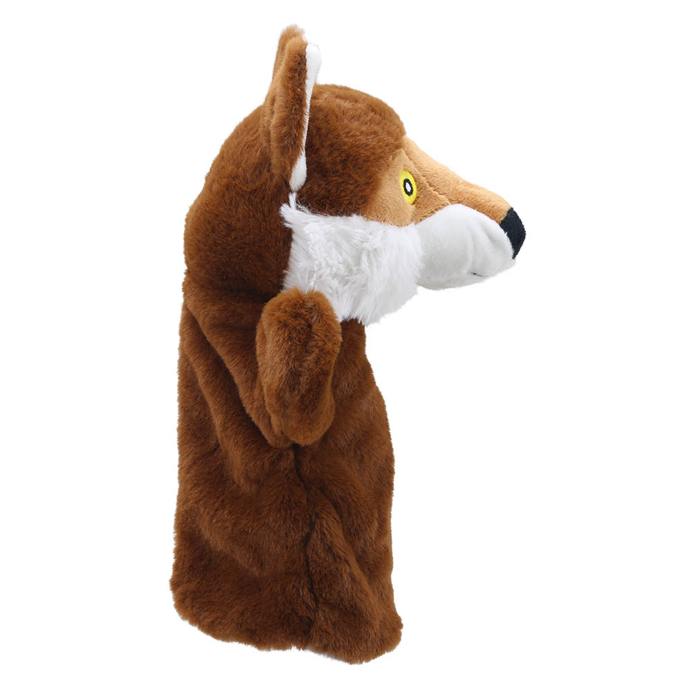 The Puppet Company Baby-Handpuppe Fuchs, Seitenansicht mit weißer Brust und aufgestelltem Ohr
