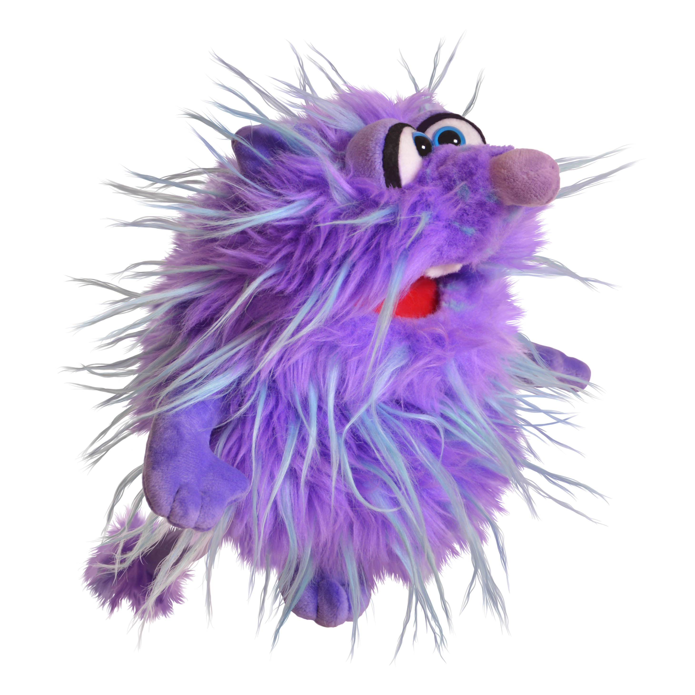 Living Puppets Handpuppe Babbel aus der Serie Monster to go: lila Zottelfell mit blauen Strähnen