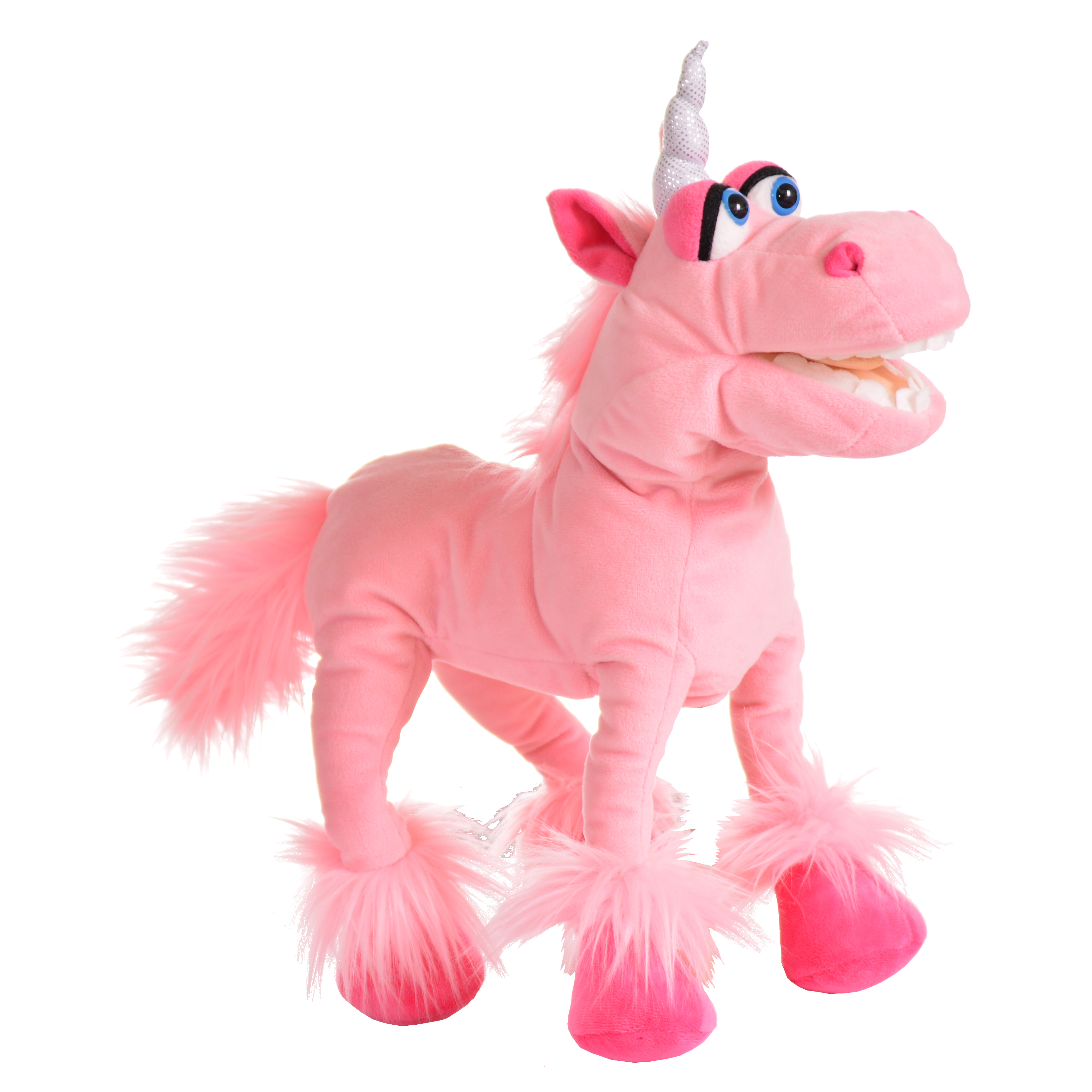 Living Puppets Handpuppe Einhorn Hörnchen in Rosa mit silbernem Horn und flauschigen Hufen