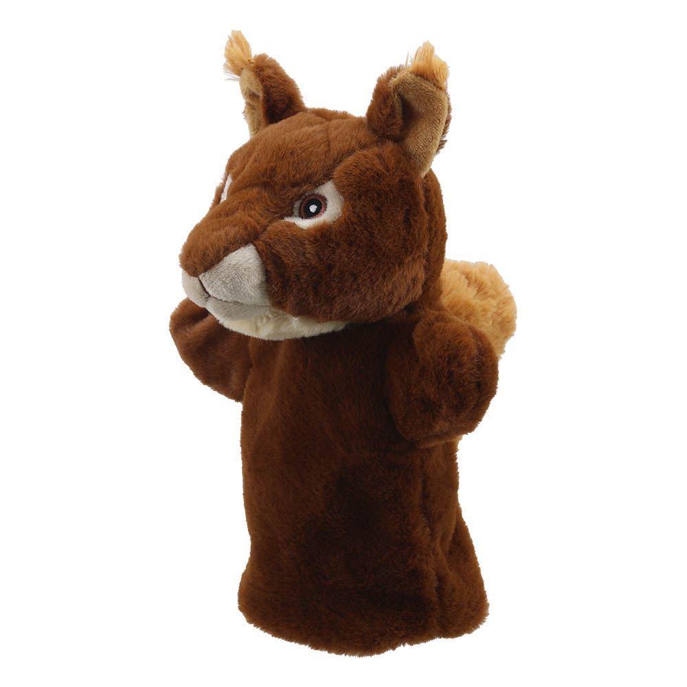 The Puppet Company Handpuppe Eichhörnchen, Seitenansicht mit hochgestelltem buschigem Schwanz