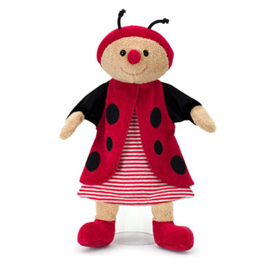 Sterntaler baby hand puppet ladybird Marie, red spotted cape over a red-and-white striped dress