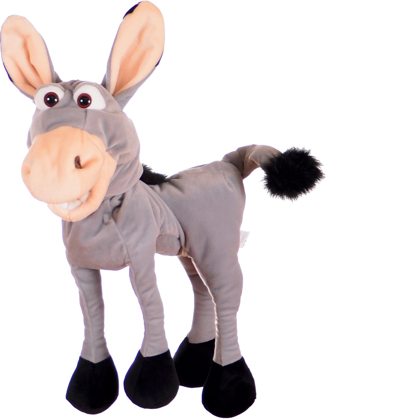 Living Puppets Handpuppe Fridulin Esel in Grau mit großen Ohren und schwarzem Schwanzpuschel