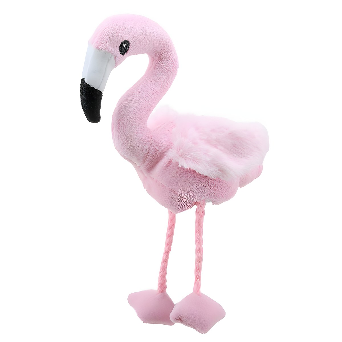 The Puppet Company Fingerpuppe Flamingo, rosafarbene Fingerpuppe mit langem Hals und langen Stoffbeinen