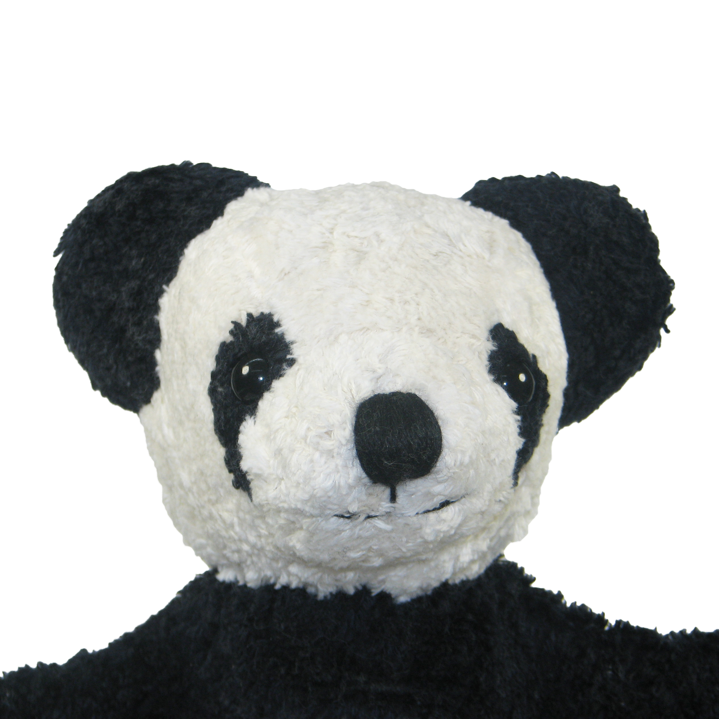 Kallisto Handpuppe Panda, Porträt mit schwarzen Augenflecken, schwarzen Ohren und weißem Gesicht