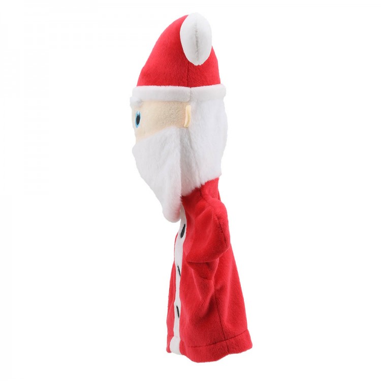 The Puppet Company Baby-Handpuppe Weihnachtsmann, Seitenansicht mit Zipfelmütze und weißem Bart