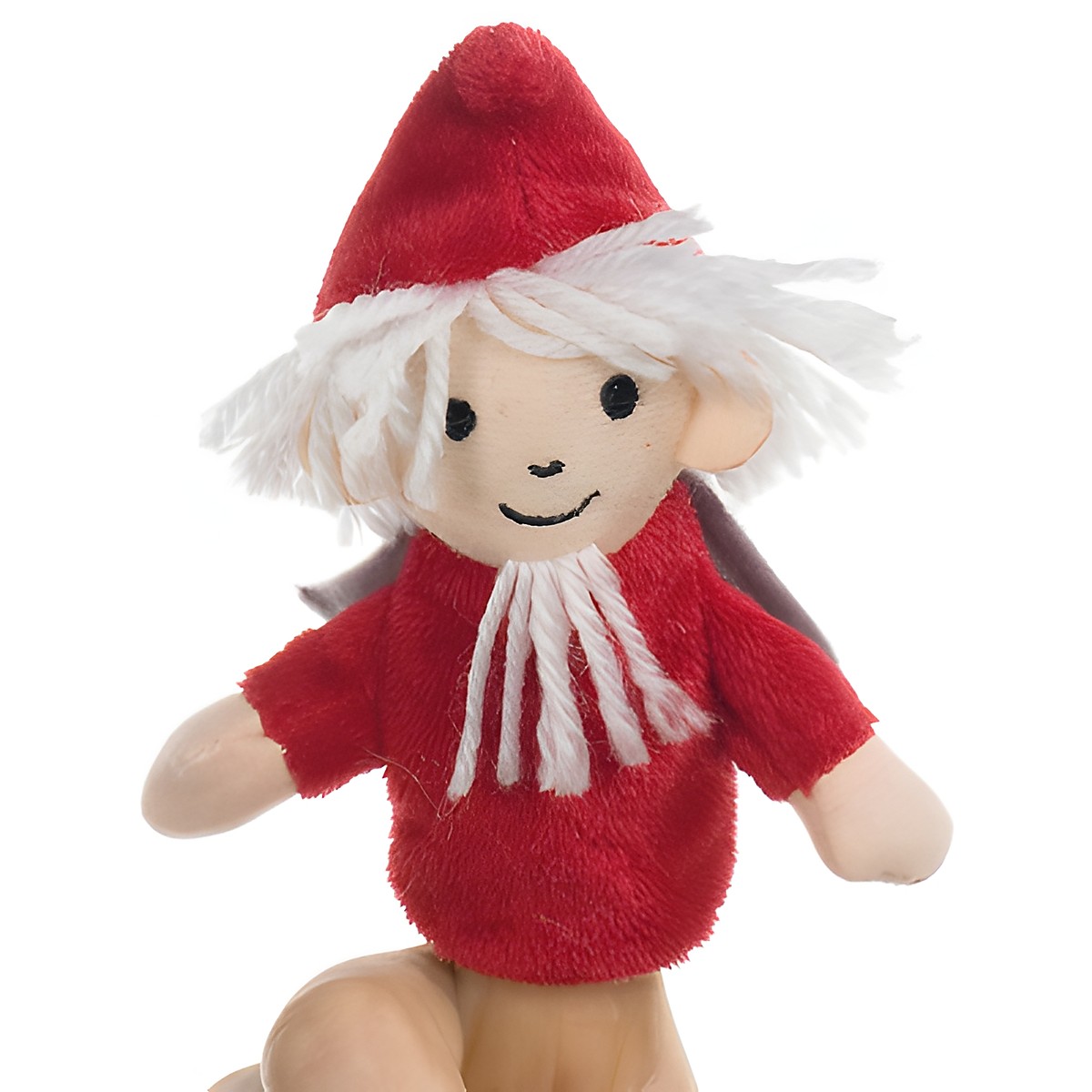 Heunec finger puppet Sandmaennchen from the 6-piece set, red pointed cap and red robe with white hair and beard