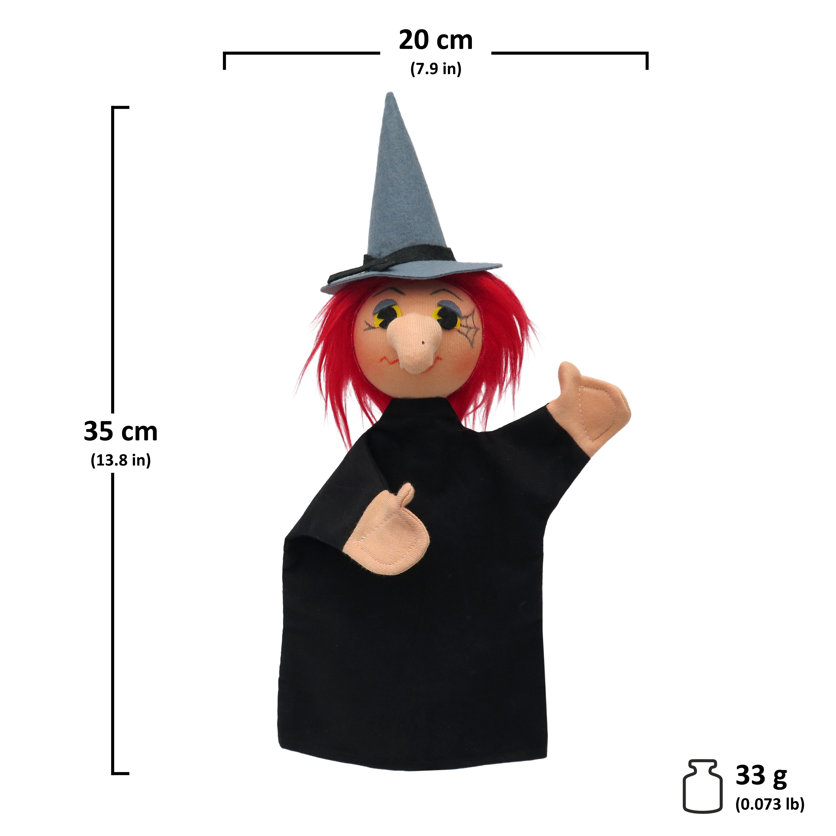 Kasperlepuppe Hexe (schwarz) - munabo Handpuppe Kasperlepuppe Hexe (schwarz) - munabo Handpuppe - Produktbild 3
