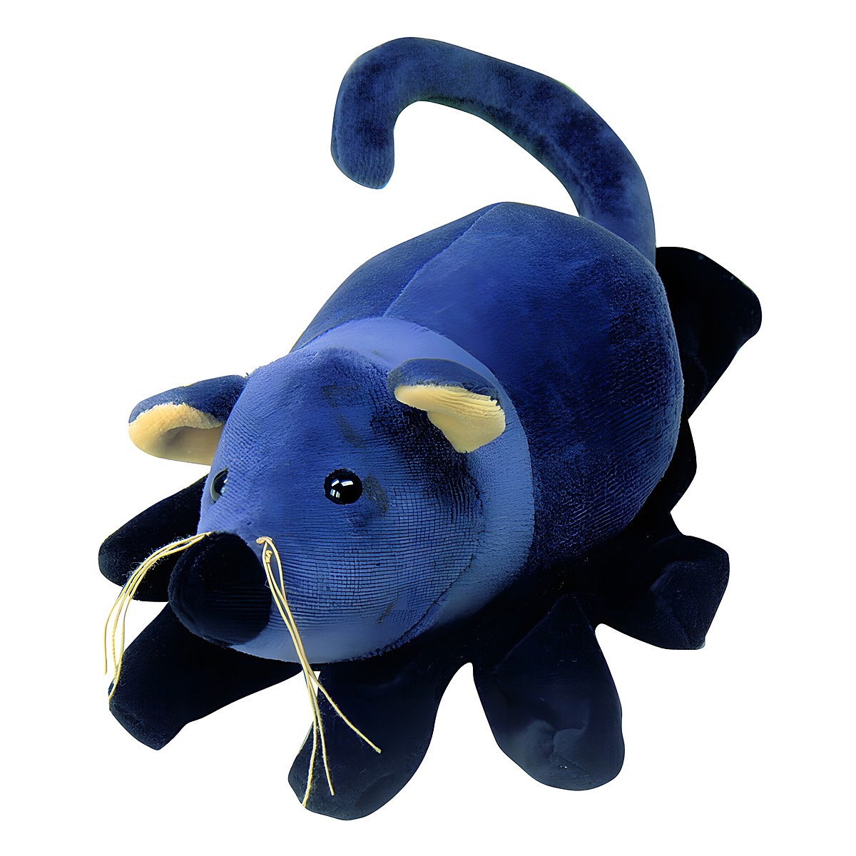 Beleduc Handpuppe Maus mit dunkelblauem Fell, langem Schwanz und Barthaaren