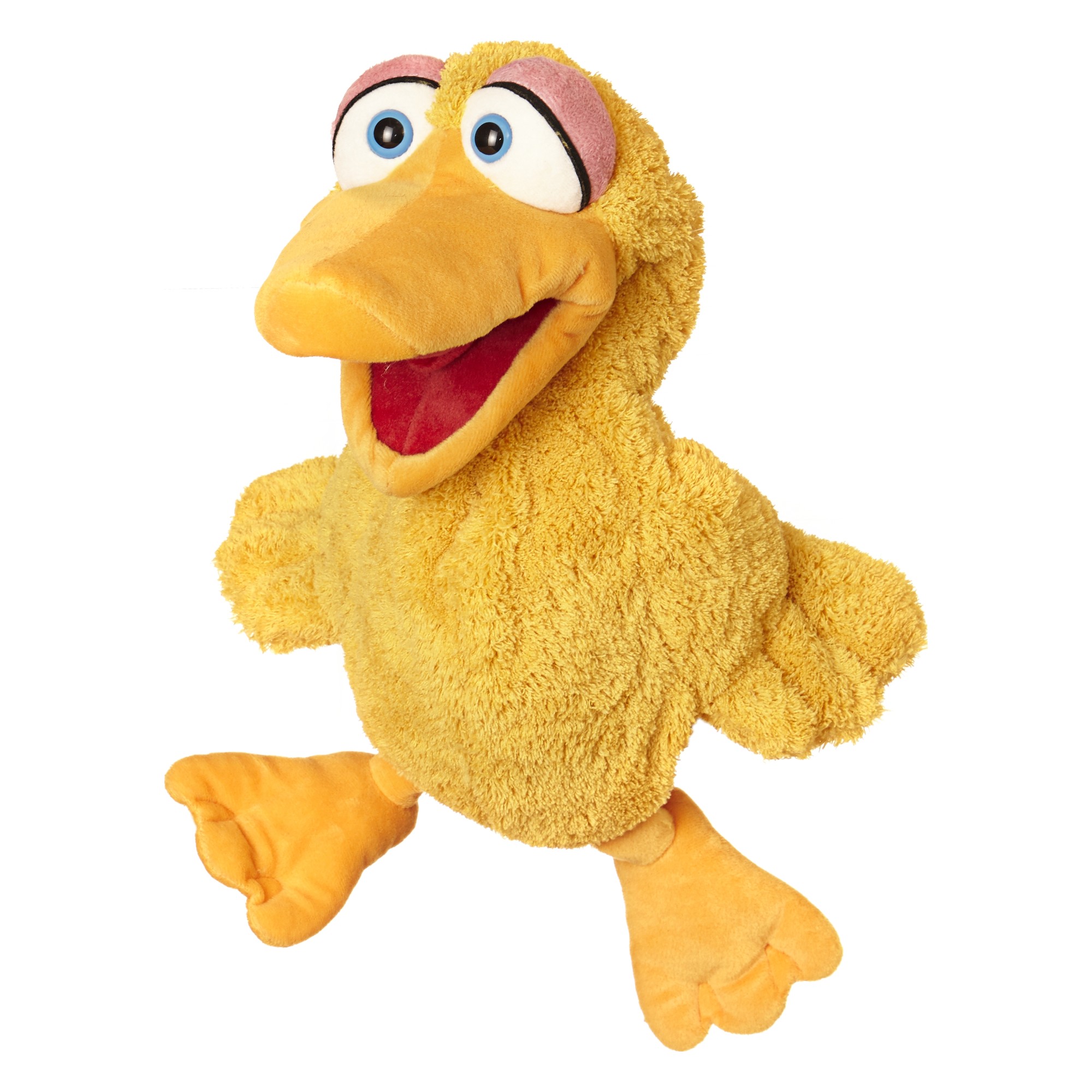Living Puppets Handpuppe Giesela Ente in Gelb mit orangem Schnabel und großen Schwimmfüßen