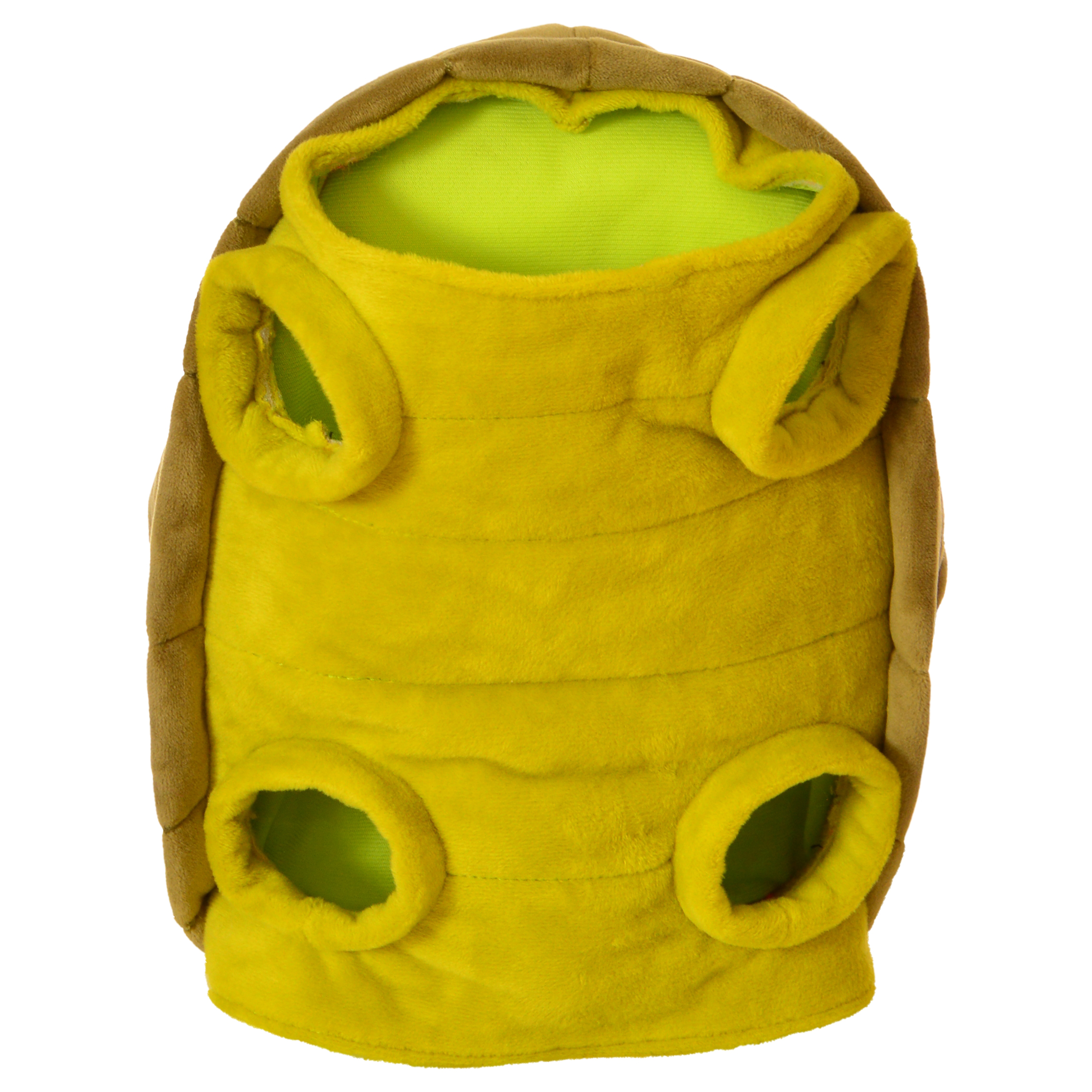 Removable shell of the Living Puppets hand puppet Slow Moe from behind, with openings for arms and legs and green lining