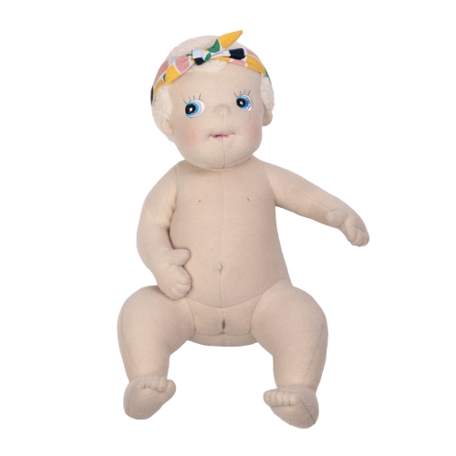 Rubens Barn Baby-Puppe Esme unbekleidet mit buntem Haarband, sitzend