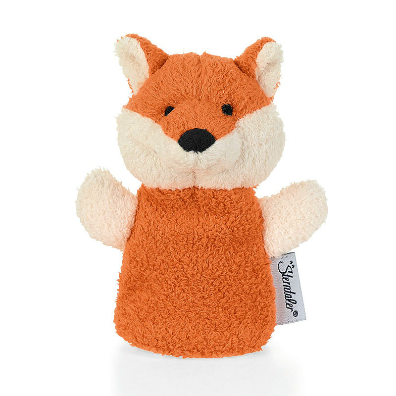 Sterntaler Fingerpuppe Fuchs, orangefarbener Kopf mit cremefarbener Schnauze und spitzen Ohren