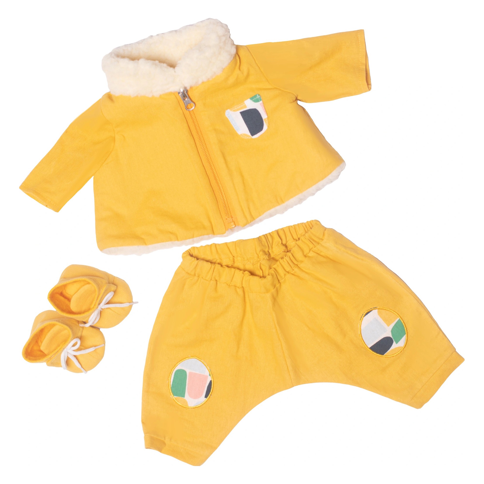 Outdoor-Set von Rubens Barn in Gelb: Jacke mit Reißverschluss, Hose und Schühchen
