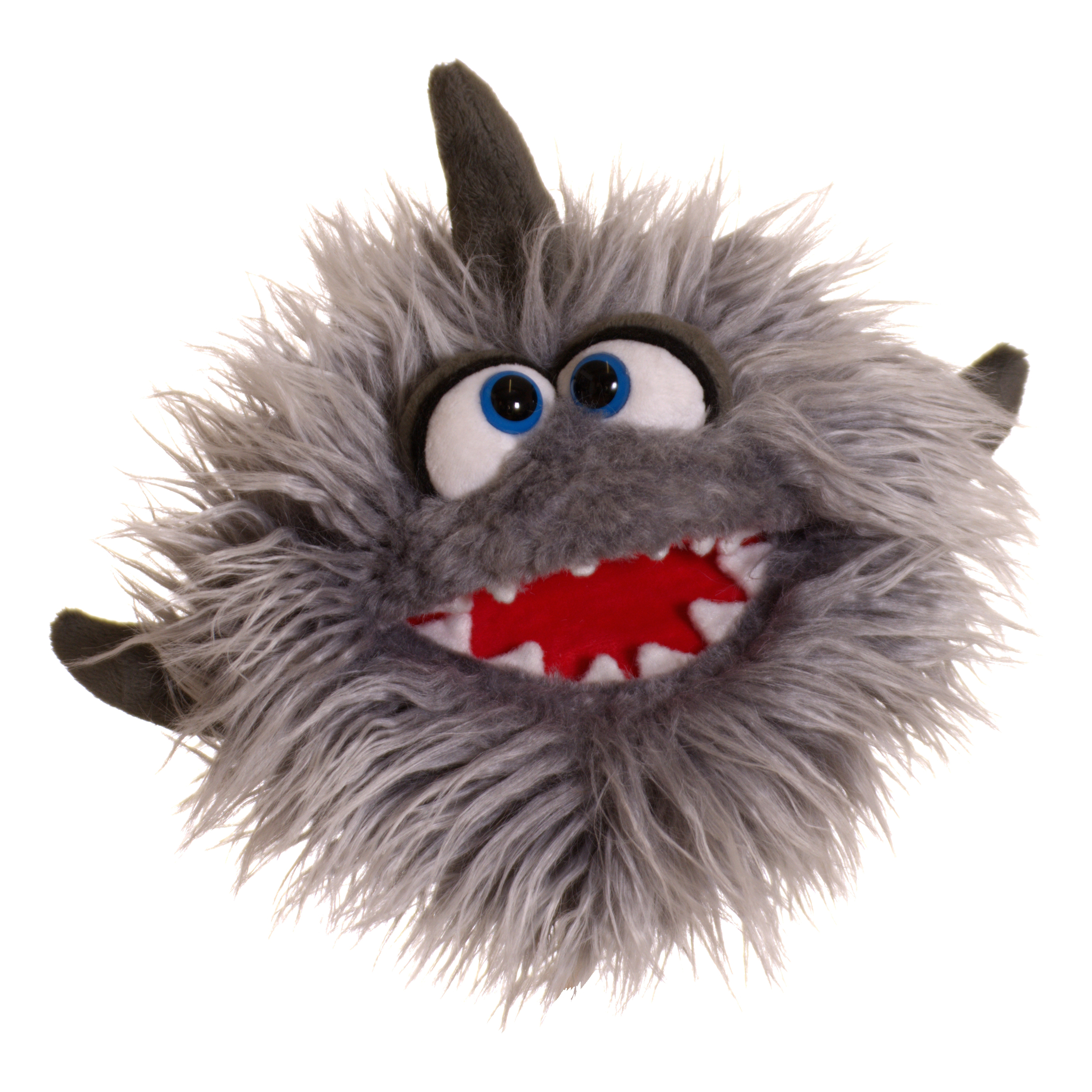 Living Puppets Handpuppe Hai Hainer: graue Zottelkugel mit Rückenflosse und Zackenzähnen