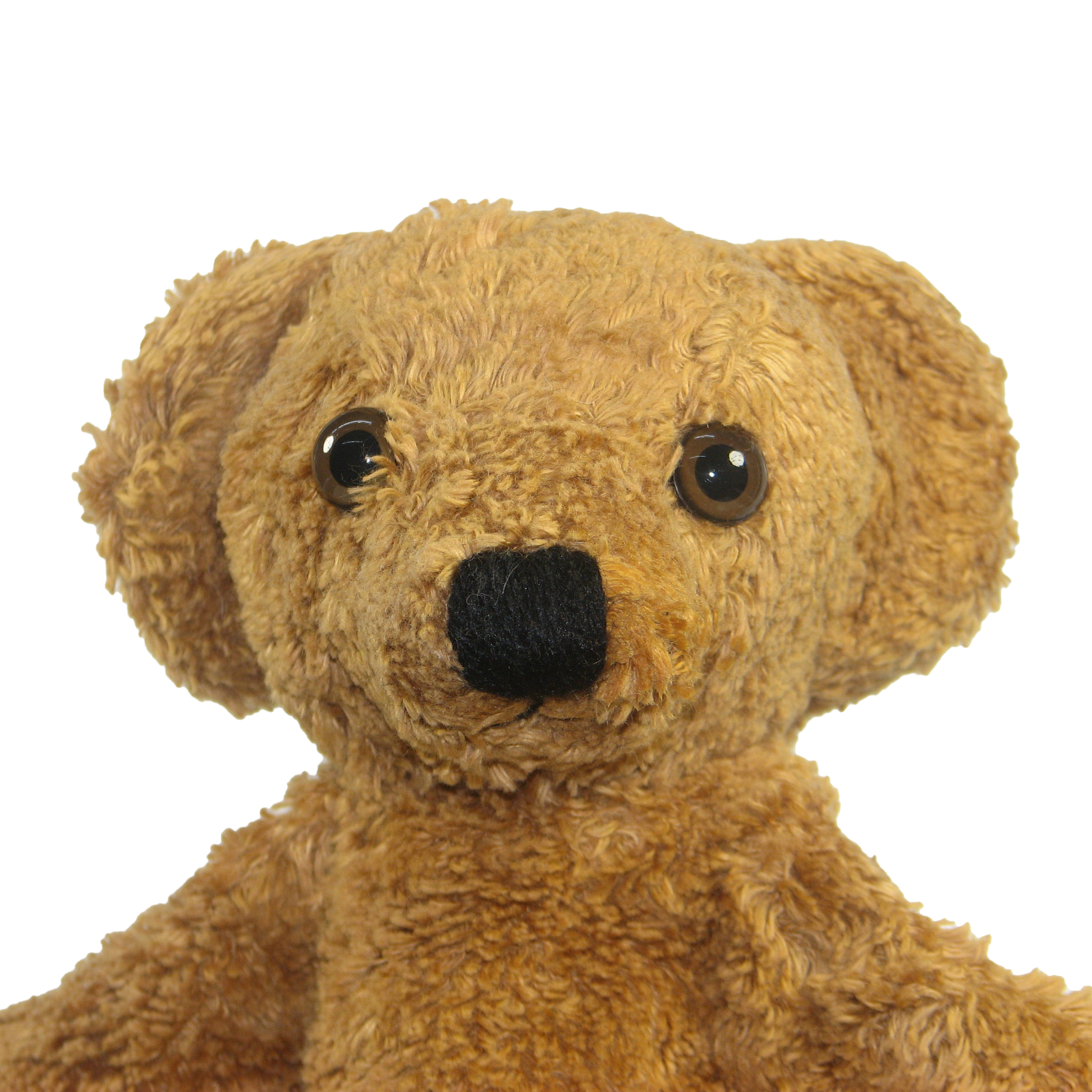 Kallisto Handpuppe Bär braun, Gesichtsnahaufnahme mit schwarzer Nase und braunem Fell