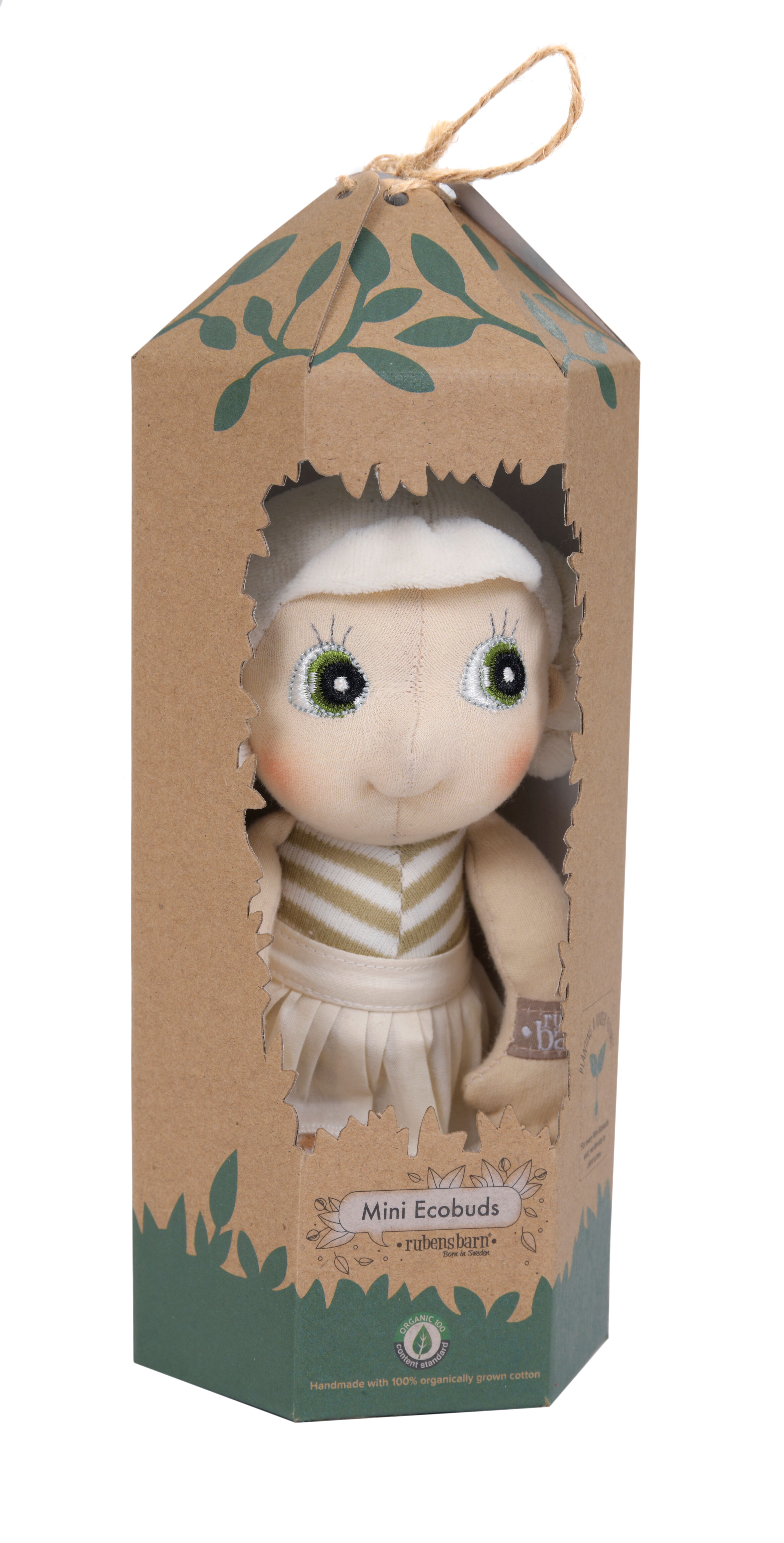 Rubens EcoBuds Mini-Puppe Lily in der Naturkarton-Verpackung