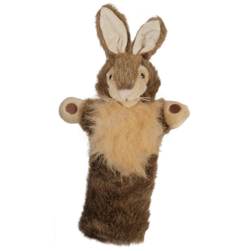 The Puppet Company Baby-Handpuppe Feldhase, braune Hasen-Handpuppe mit langen aufrechten Ohren und hellem Bauch