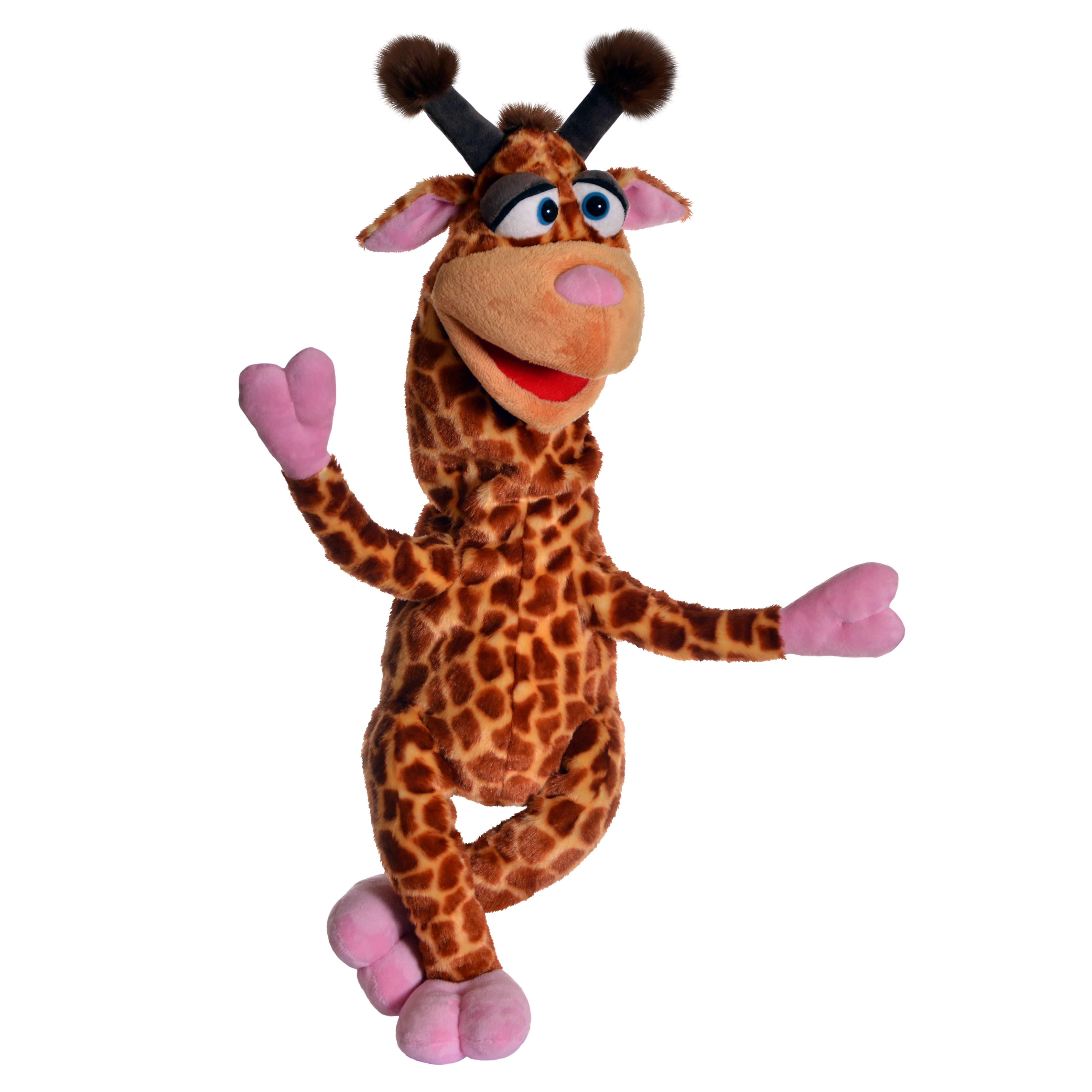 Living Puppets Handpuppe Giraffe Eberhardt Flatsch mit geflecktem Fell und rosa Hufen