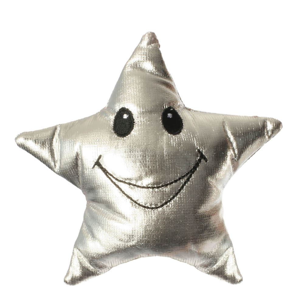 The Puppet Company finger puppet star, silver star with a smiling embroidered face