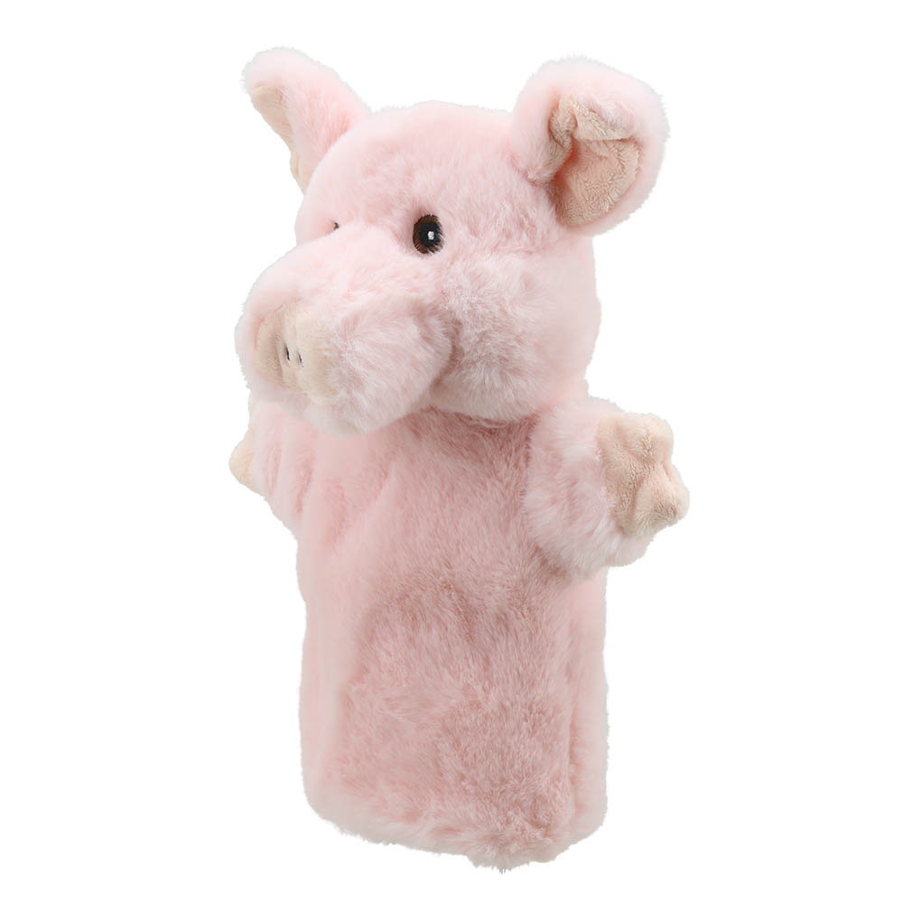 The Puppet Company Baby-Handpuppe Schwein, rosafarbenes Schwein mit spitzer Schnauze, Nahaufnahme