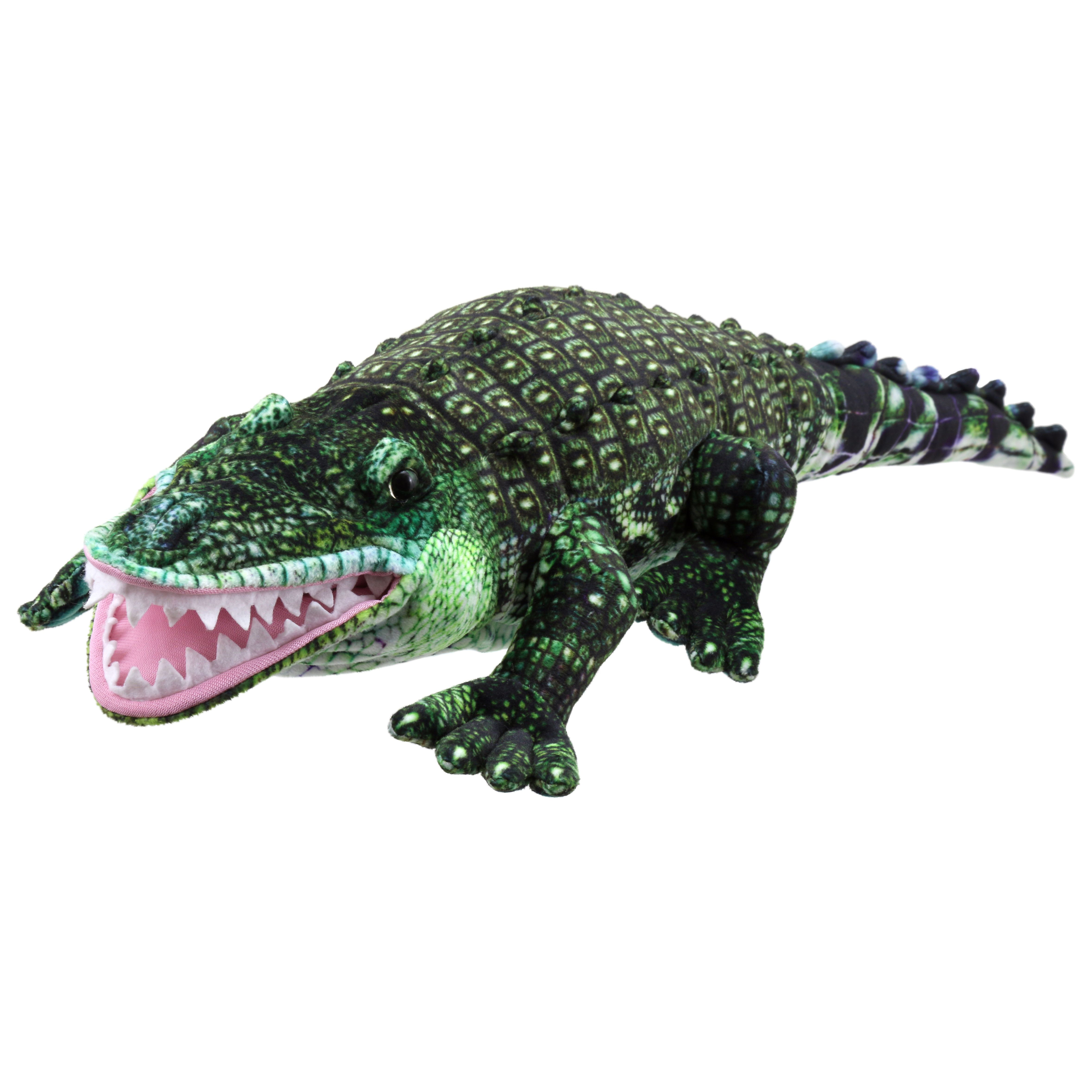 The Puppet Company hand puppet large alligator, green alligator with an open mouth showing white teeth