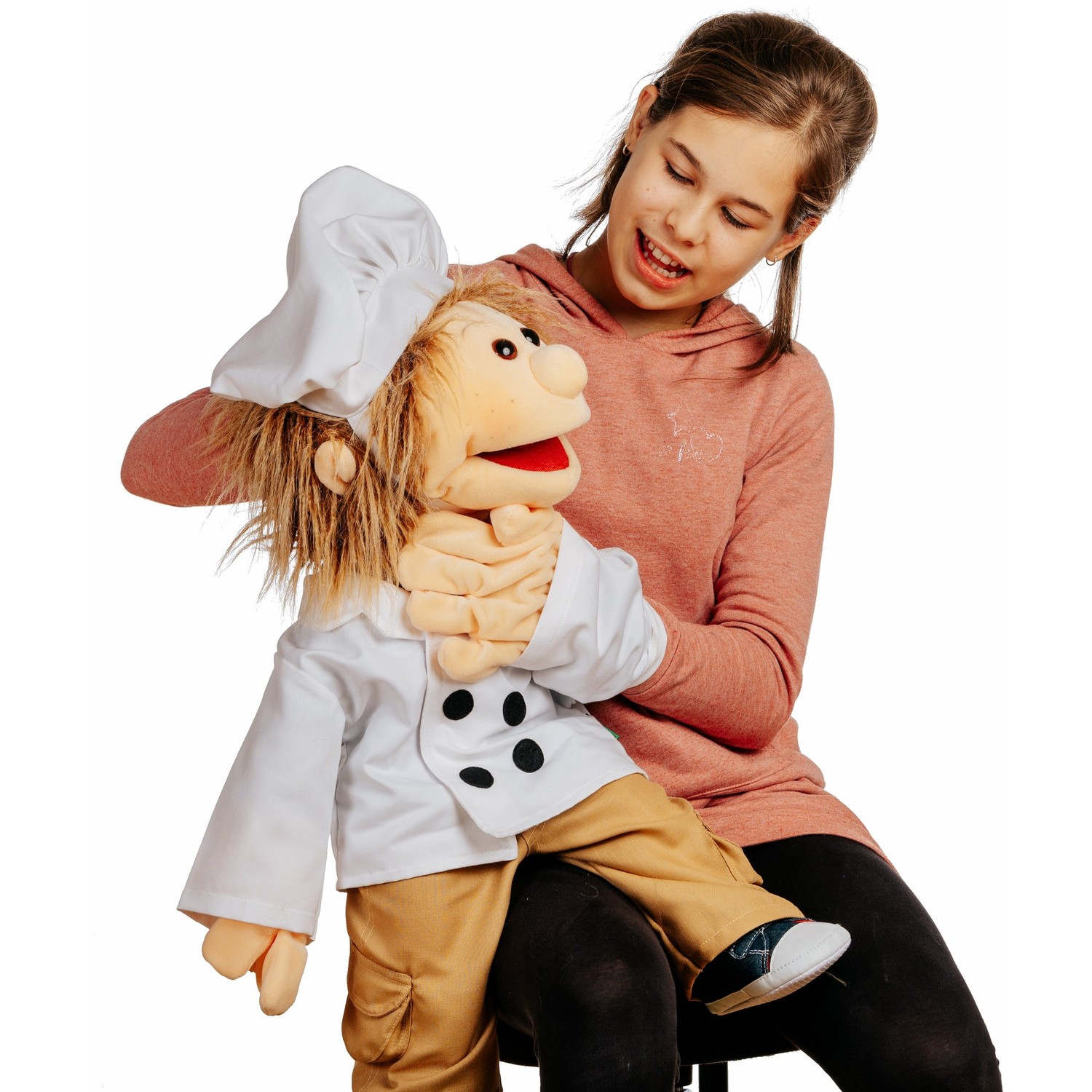 Living Puppets Koch Kleidungsset 2-teilig (für Handpuppen 65 cm) - Anziehbeispiel, Handpuppe nicht im Lieferumfang