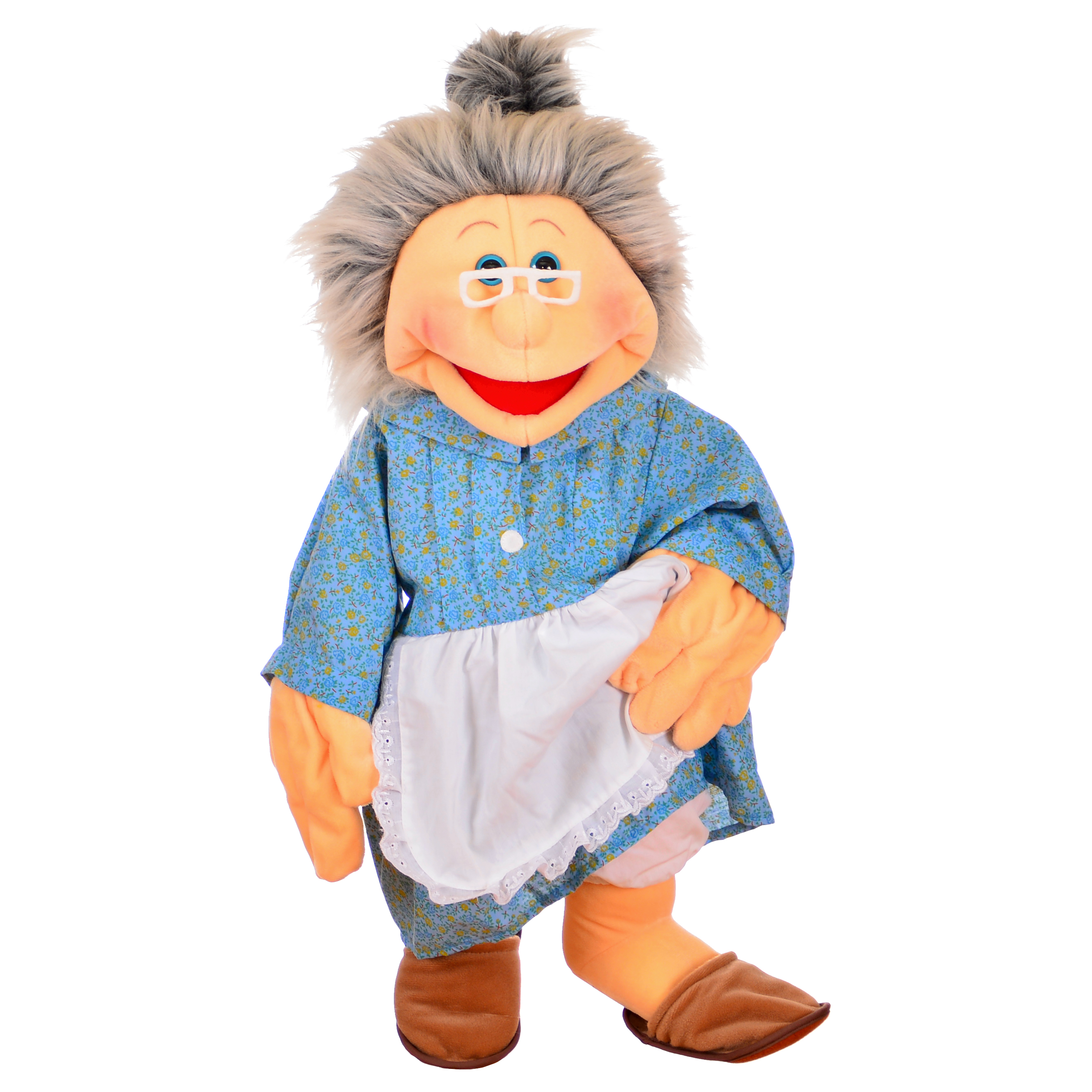 Living Puppets Handpuppe Großmutter mit Brille, Blümchenkleid und weißer Spitzenschürze