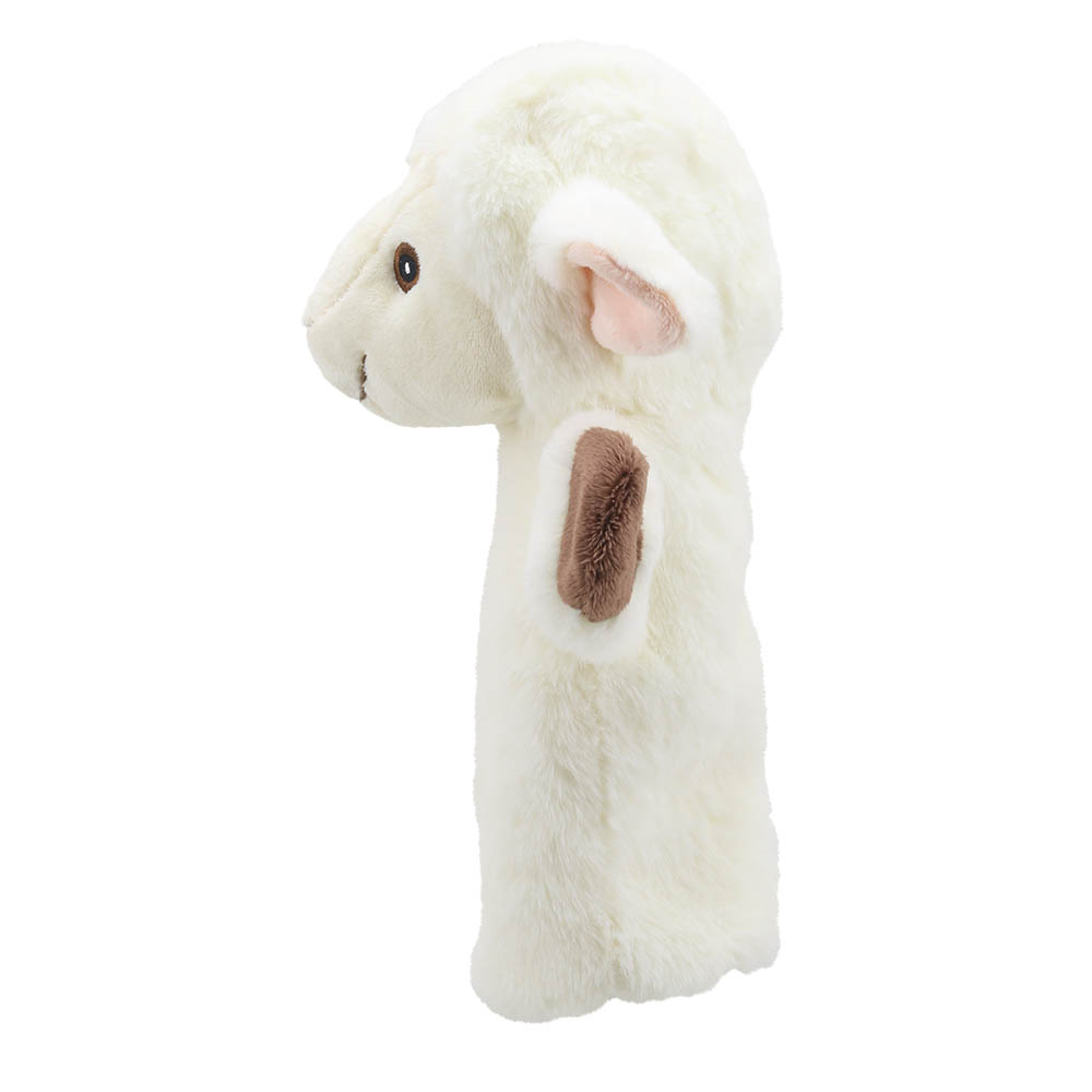 The Puppet Company Baby-Handpuppe Schaf, cremeweißes Schaf mit rosa Ohrinnenseite, Seitenansicht