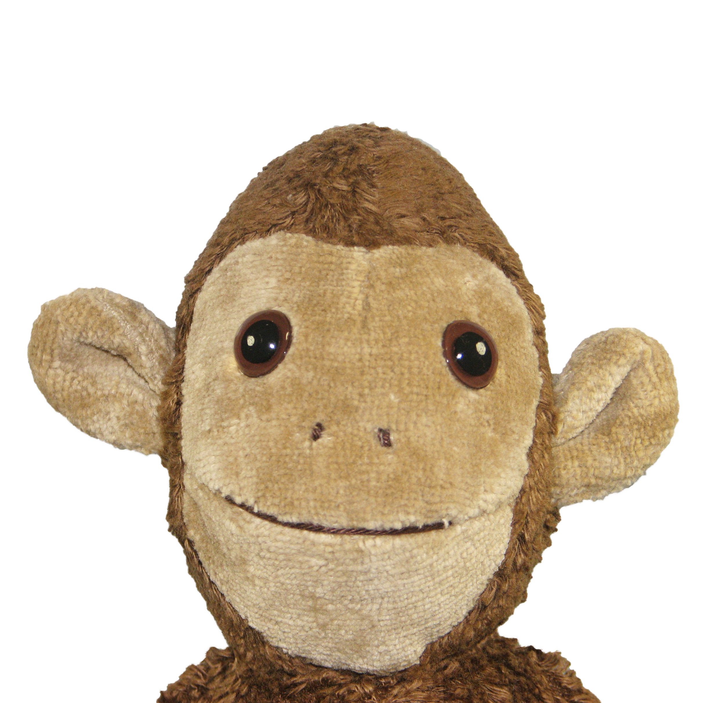 Kallisto Handpuppe Affe braun, Gesichtsnahaufnahme mit dunkelbraunem Fell und hellbraunem Gesicht