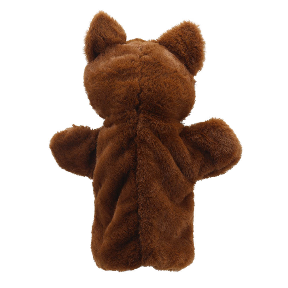 The Puppet Company Baby-Handpuppe Fuchs, Rückansicht mit braunem Fell und spitzen Ohren