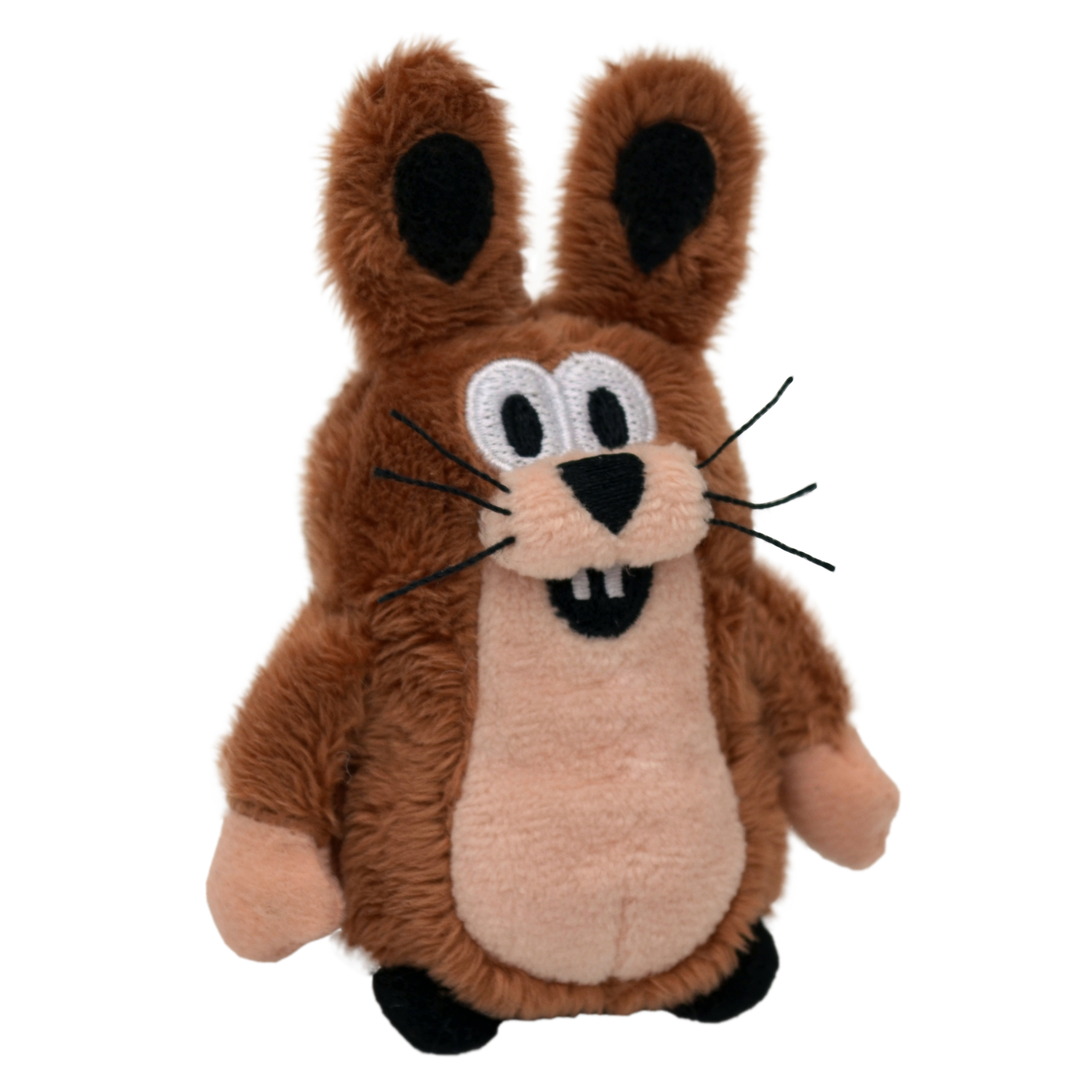 Fingerpuppe Hase aus der Serie Der kleine Maulwurf von munabo, braun mit hellem Bauch und Comic-Gesicht