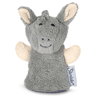 Sterntaler finger puppet donkey, grey fur with cream-coloured inner ears and a smiling face