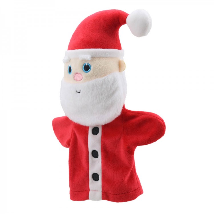 The Puppet Company Baby-Handpuppe Weihnachtsmann, rote Handpuppe mit weißem Bart, leicht seitliche Ansicht