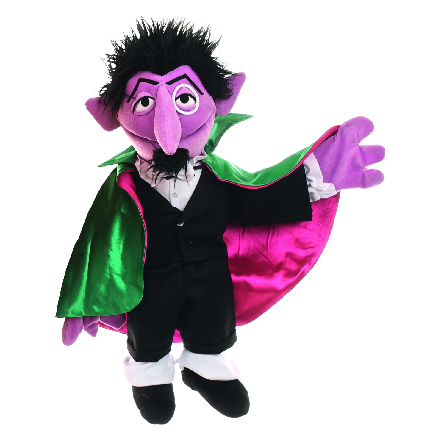 Living Puppets Handpuppe Graf Zahl aus der Sesamstraße mit lila Gesicht und grün-pinkem Umhang