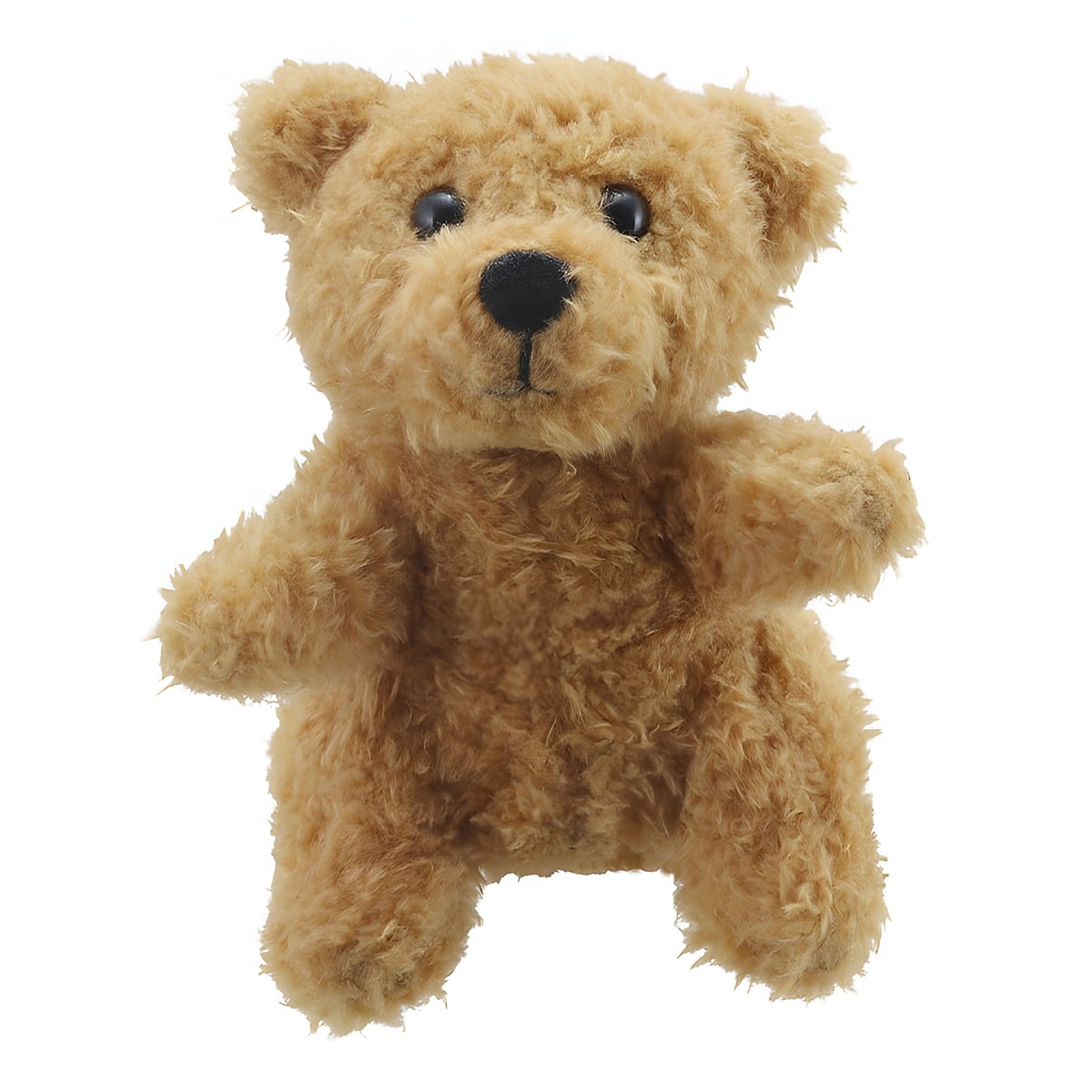 The Puppet Company Fingerpuppe Teddybär, hellbrauner Bär mit zottigem Fell und schwarzer Nase