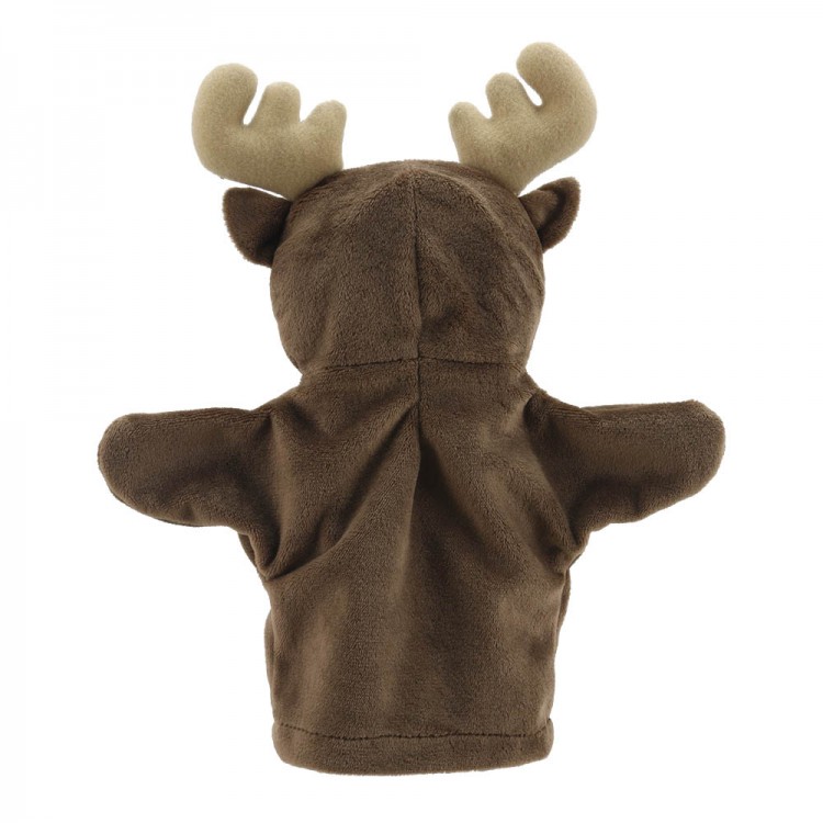 The Puppet Company Baby-Handpuppe Rentier, Rückansicht mit Geweih und Kapuzenform