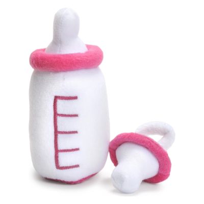 Babybottle and dummy, pink for dolls by Rubens Barn